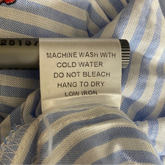 Olivaceous Crop Top Small Blue White Stripe Roses Off The Shoulder Ruffle Sleeve - Picture 8 of 11